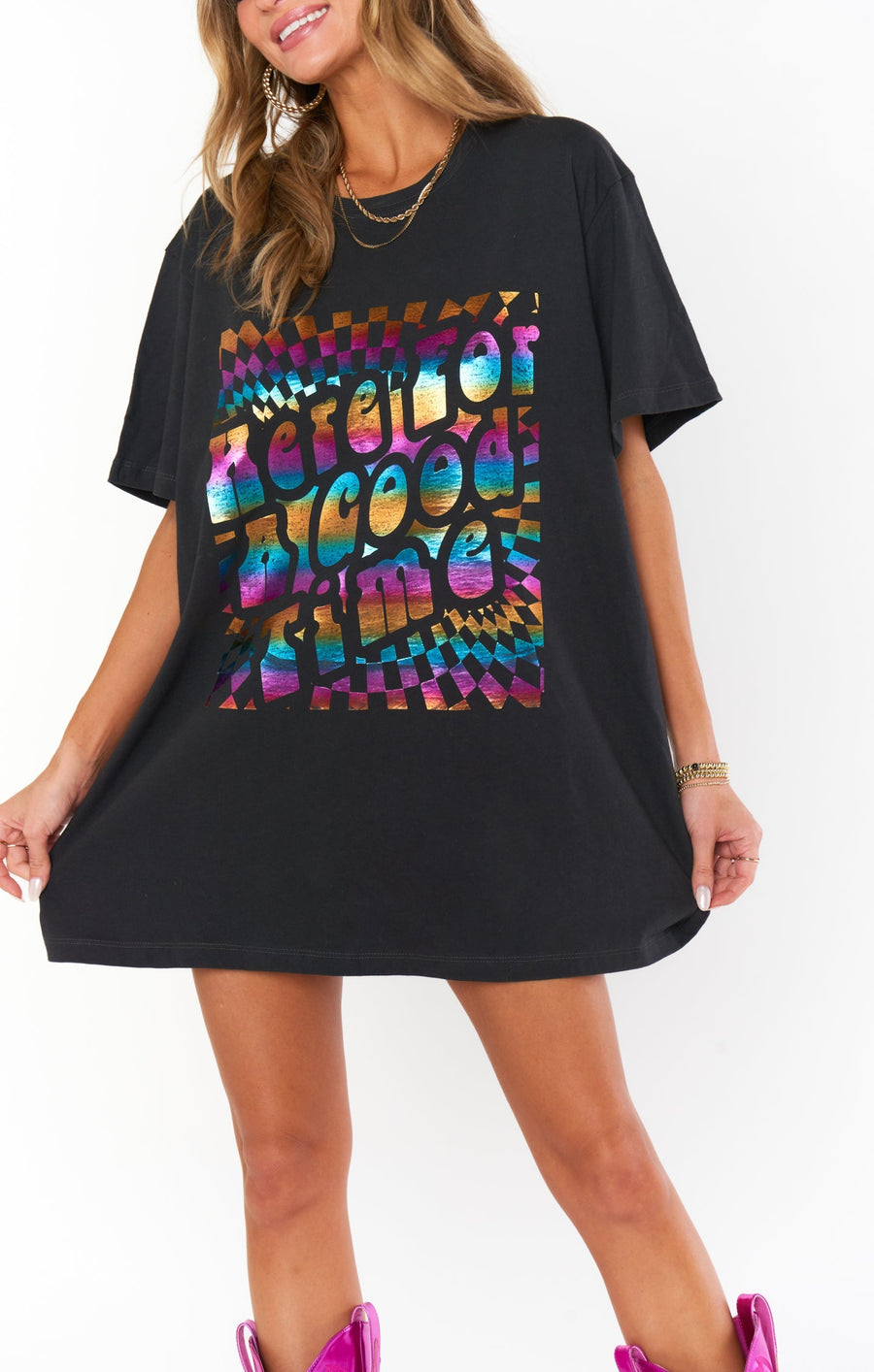Show Me Your Mumu 24 Hour Tee in Good Times Graphic – back view