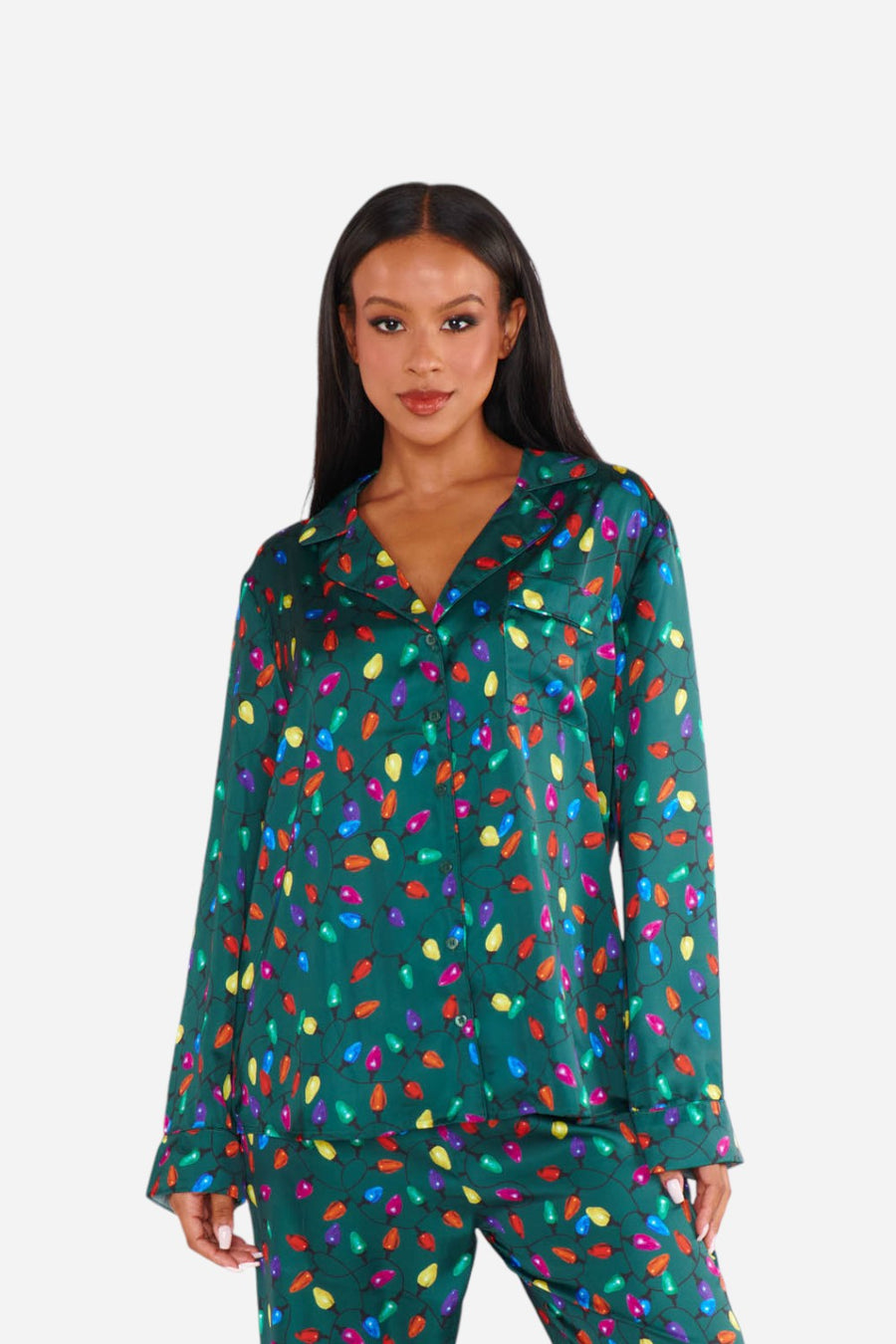 Show Me Your Mumu Classic PJ Set in Festive Lights – back view