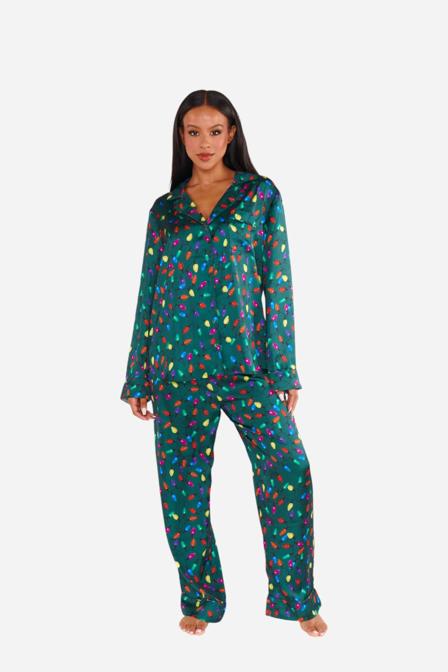 Show Me Your Mumu Classic PJ Set in Festive Lights – front view