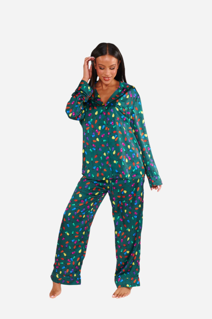 Show Me Your Mumu Classic PJ Set in Festive Lights – side view
