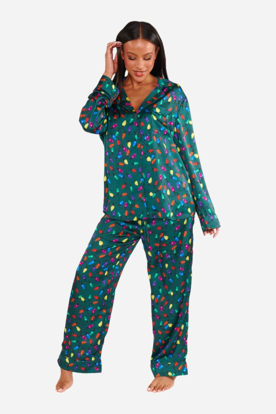 Show Me Your Mumu Classic PJ Set in Festive Lights – side view