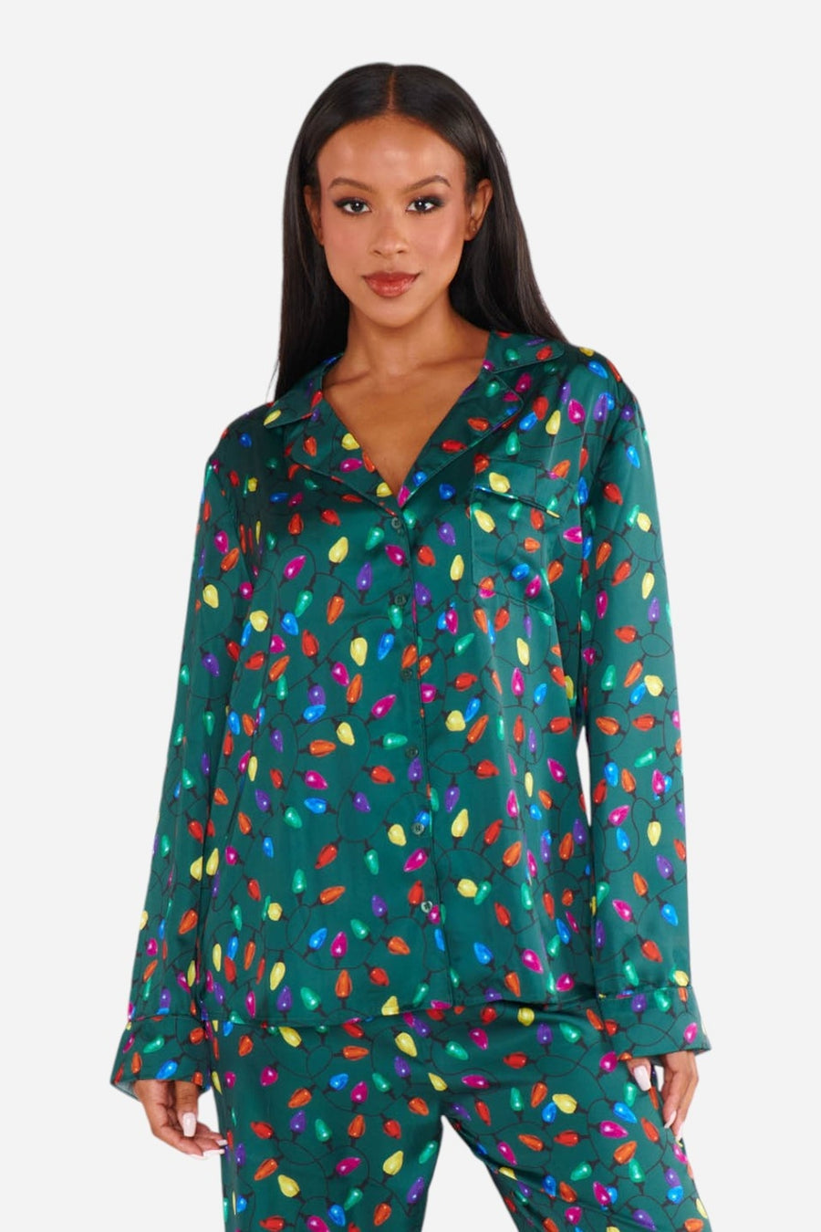 Show Me Your Mumu Classic PJ Set in Festive Lights – side view