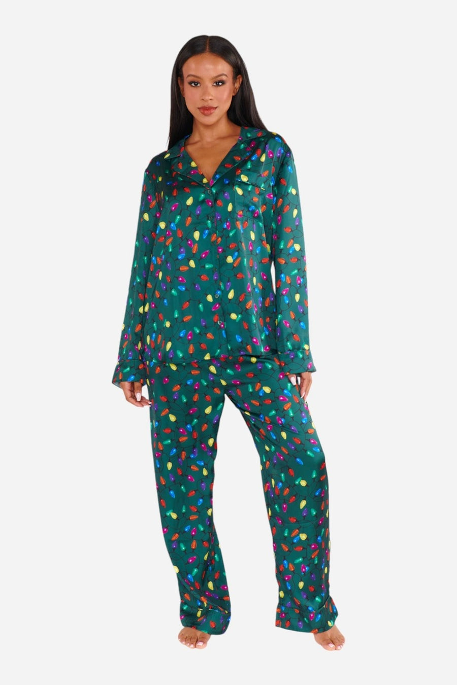 Show Me Your Mumu Classic PJ Set in Festive Lights – side view