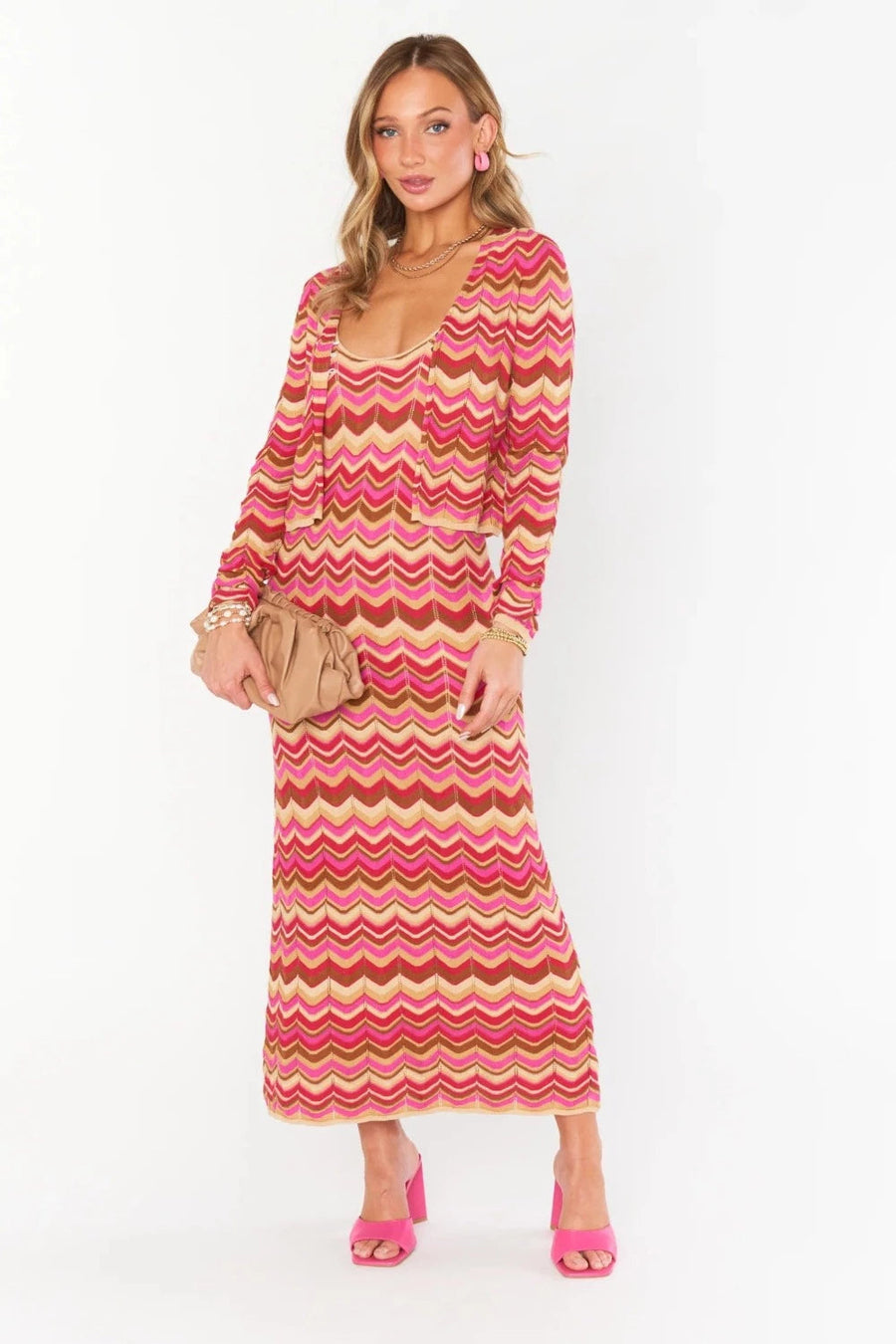 Show Me Your Mumu Coza Cardi Top in Horizon Stripe Knit – detail