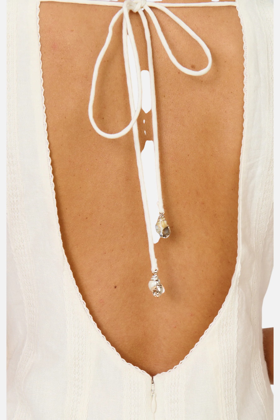 Show Me Your Mumu Eyelet Embroidery Ciao Mini Dress in White – flat lay