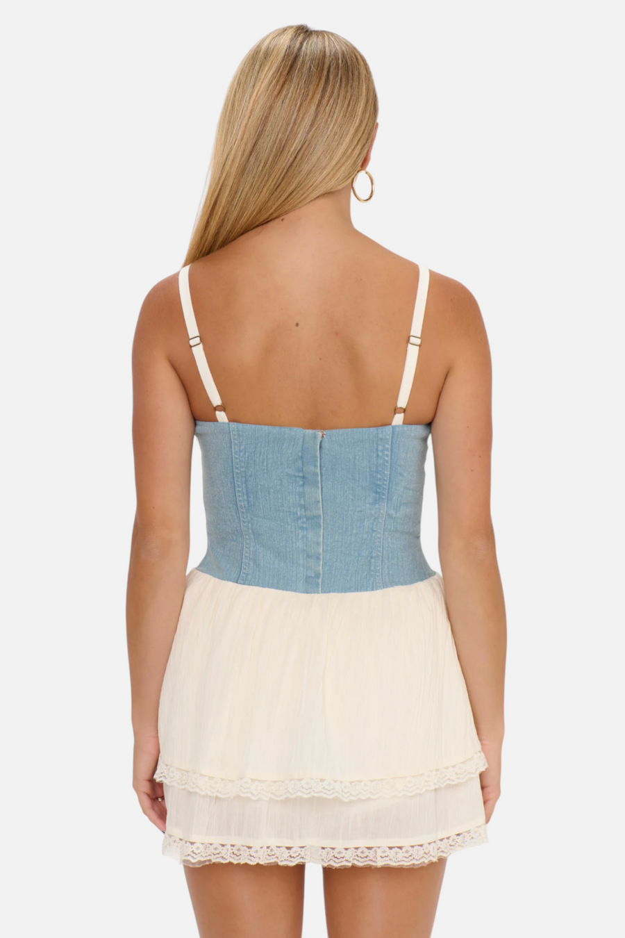 Show Me Your Mumu Geneva Mini Dress in Light Indigo – side view
