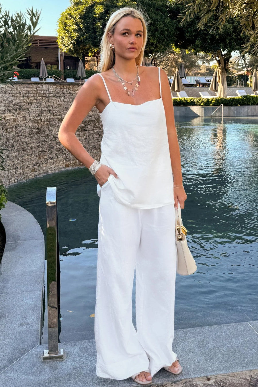 Show Me Your Mumu Hayes Trouser in White Linen – alternate