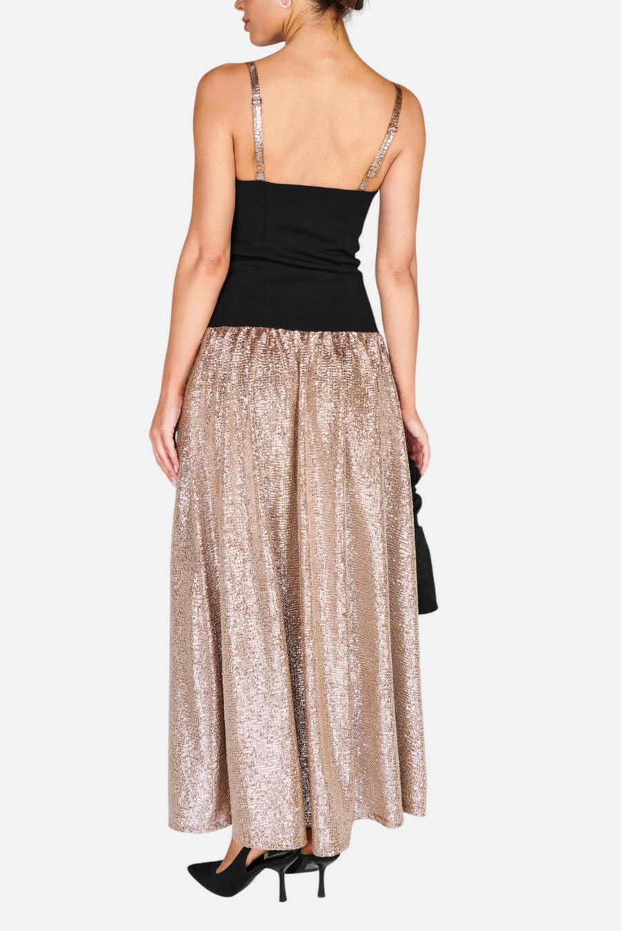 Show Me Your Mumu Hepburn Midi Dress Silver Confetti – detail