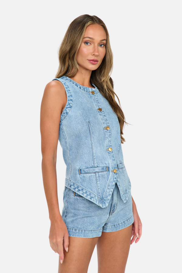 Show Me Your Mumu Pacifica Top in Slate Indigo