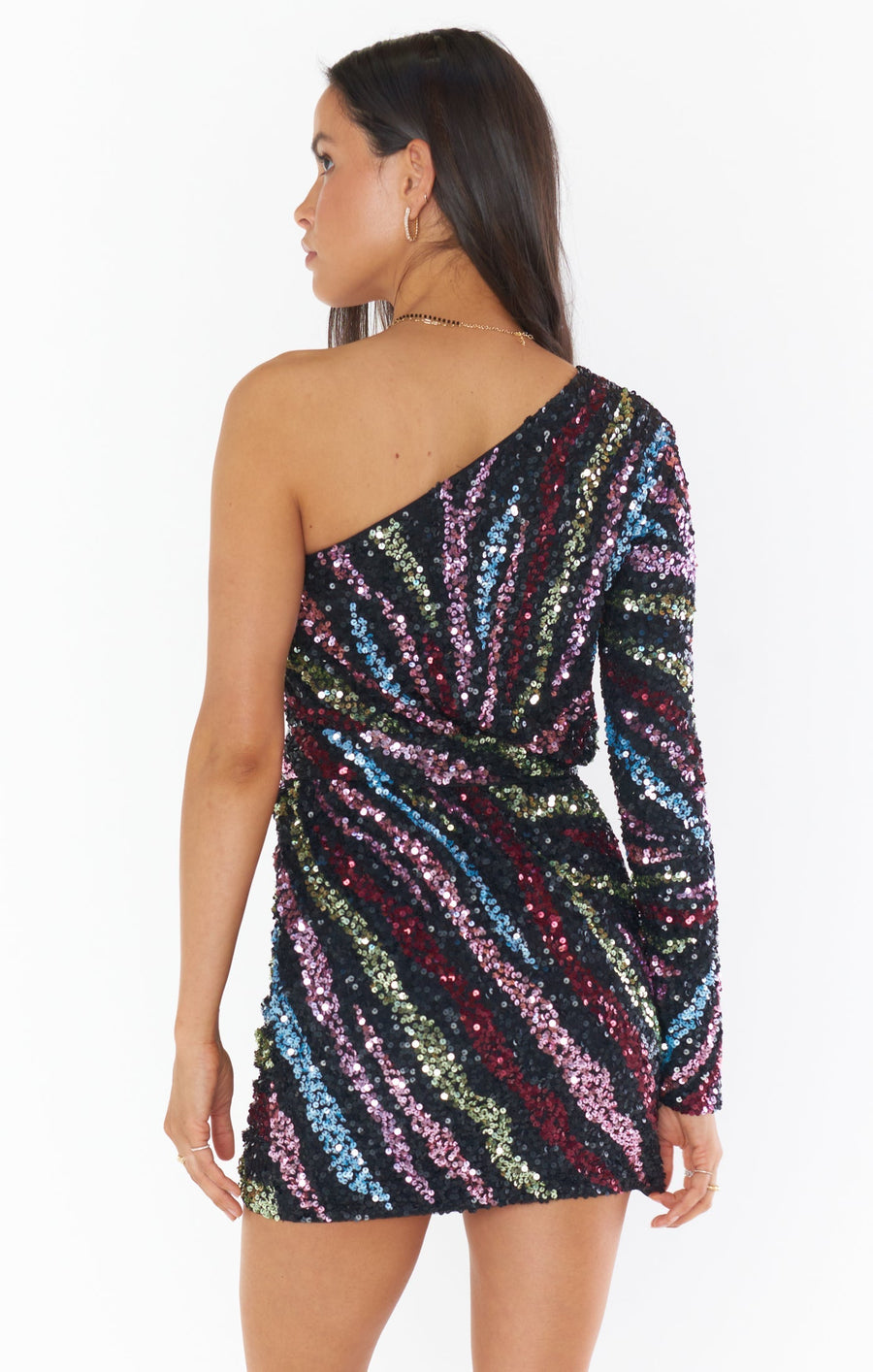Show Me Your Mumu Shimmy Mini Dress in Starburst Sequins – side view
