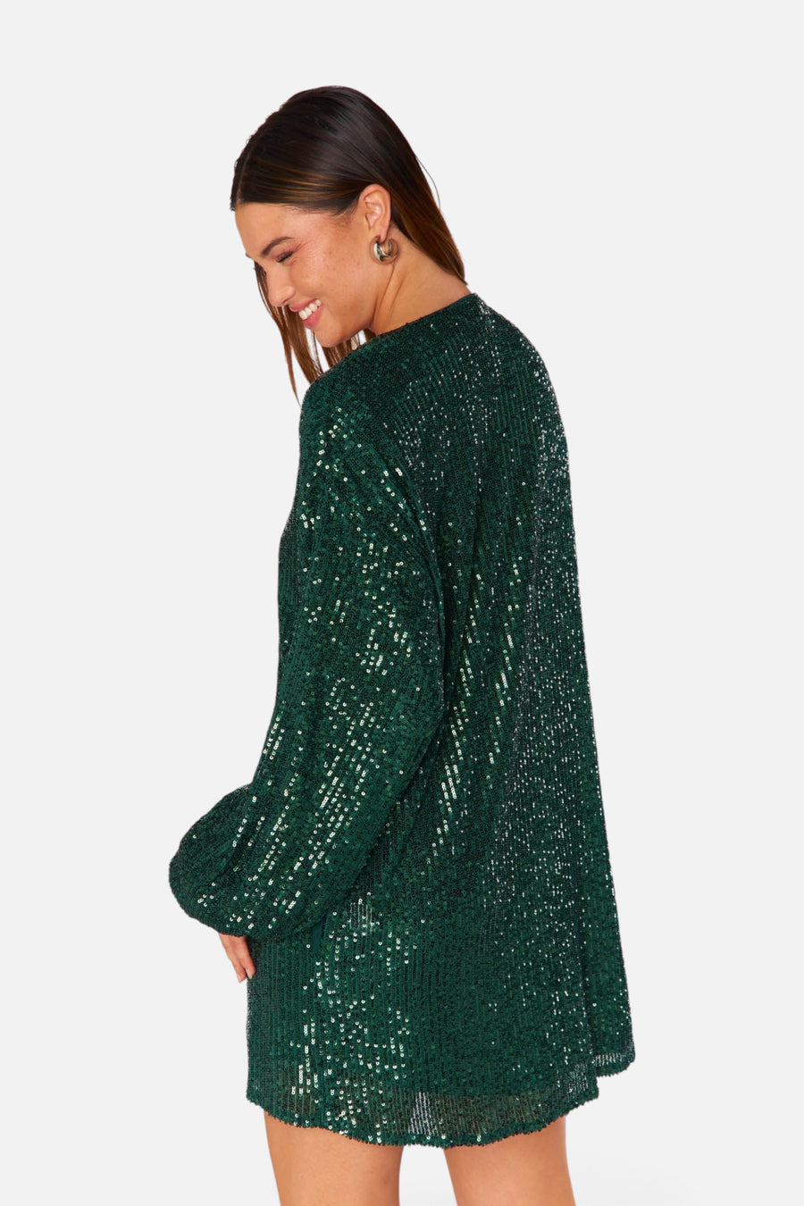 Show Me Your Mumu Sure Thing Mini Dress in Emerald Sequins – alternate