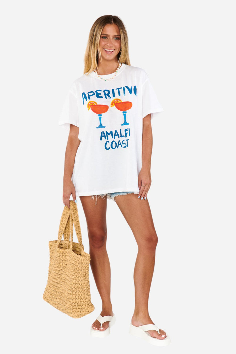 Show Me Your Mumu Travis Tee in Aperitivo Graphic – flat lay