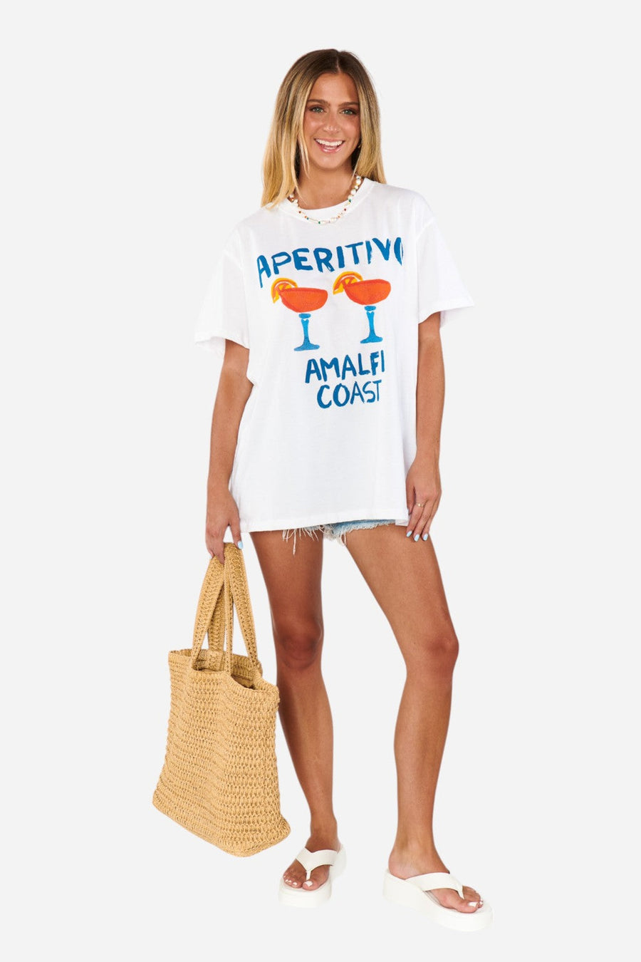 Show Me Your Mumu Travis Tee in Aperitivo Graphic – on model