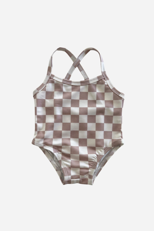 Siix Collection Marina Swimsuit Upf 50 in Tiramisu Checkerboard