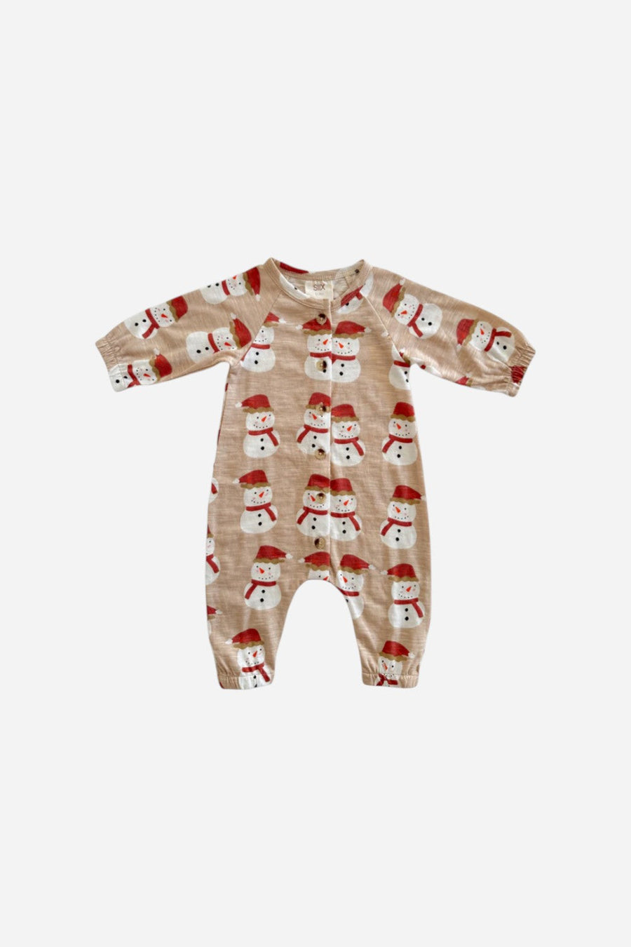 SIIX Collection Snowman / Organic Long Sleeve Bay Jumpsuit – front view