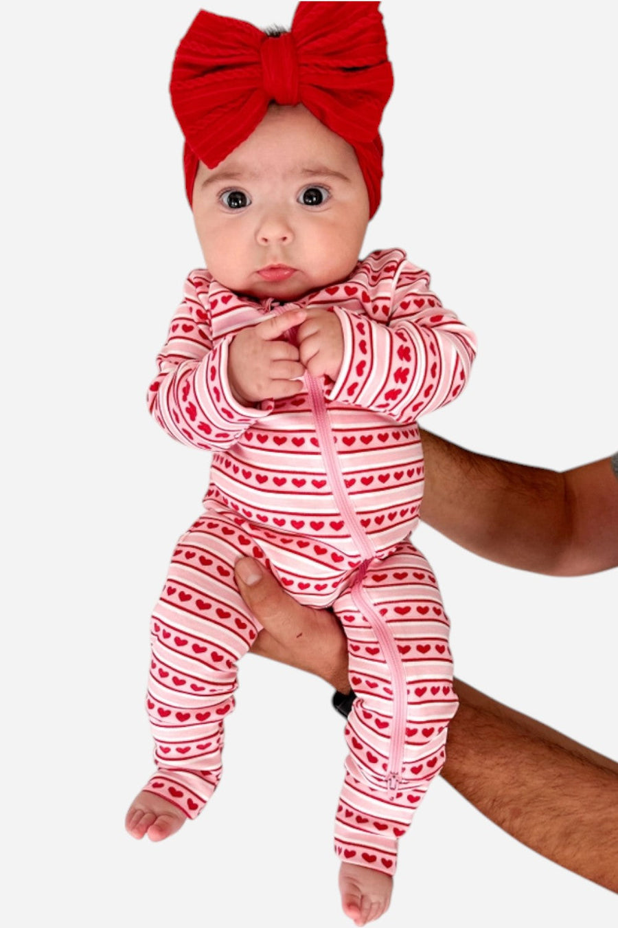 SIIX Collection Valentine Stripe Zip Romper – back view