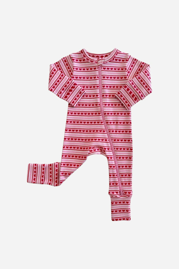 SIIX Collection Valentine Stripe Zip Romper