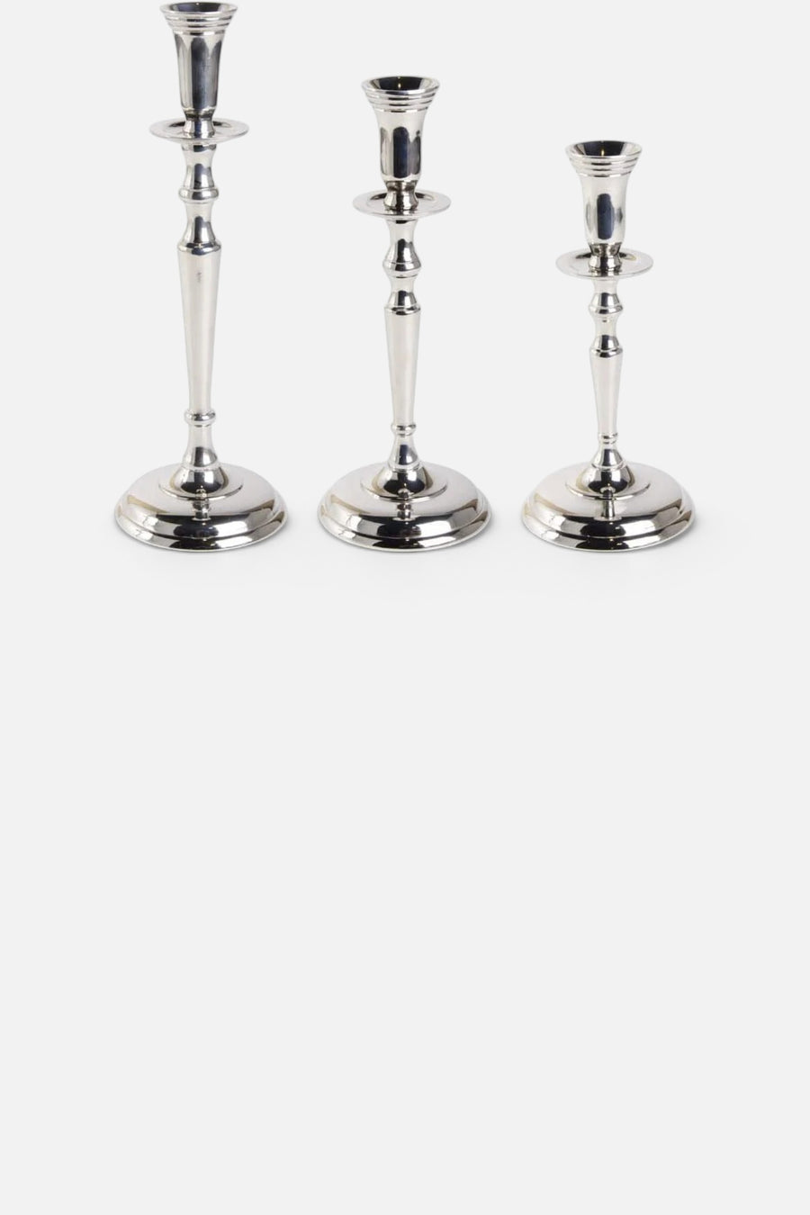 Silver Candlesticks, Set of 3 – front view