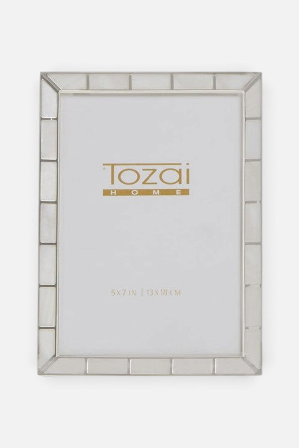 Silver Plated Metal Photo Frame with Mother of Pearl Inlay - 5x7
