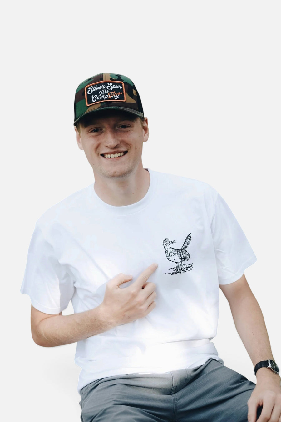 Silver Spur Co Roadrunner Tee in White – front view