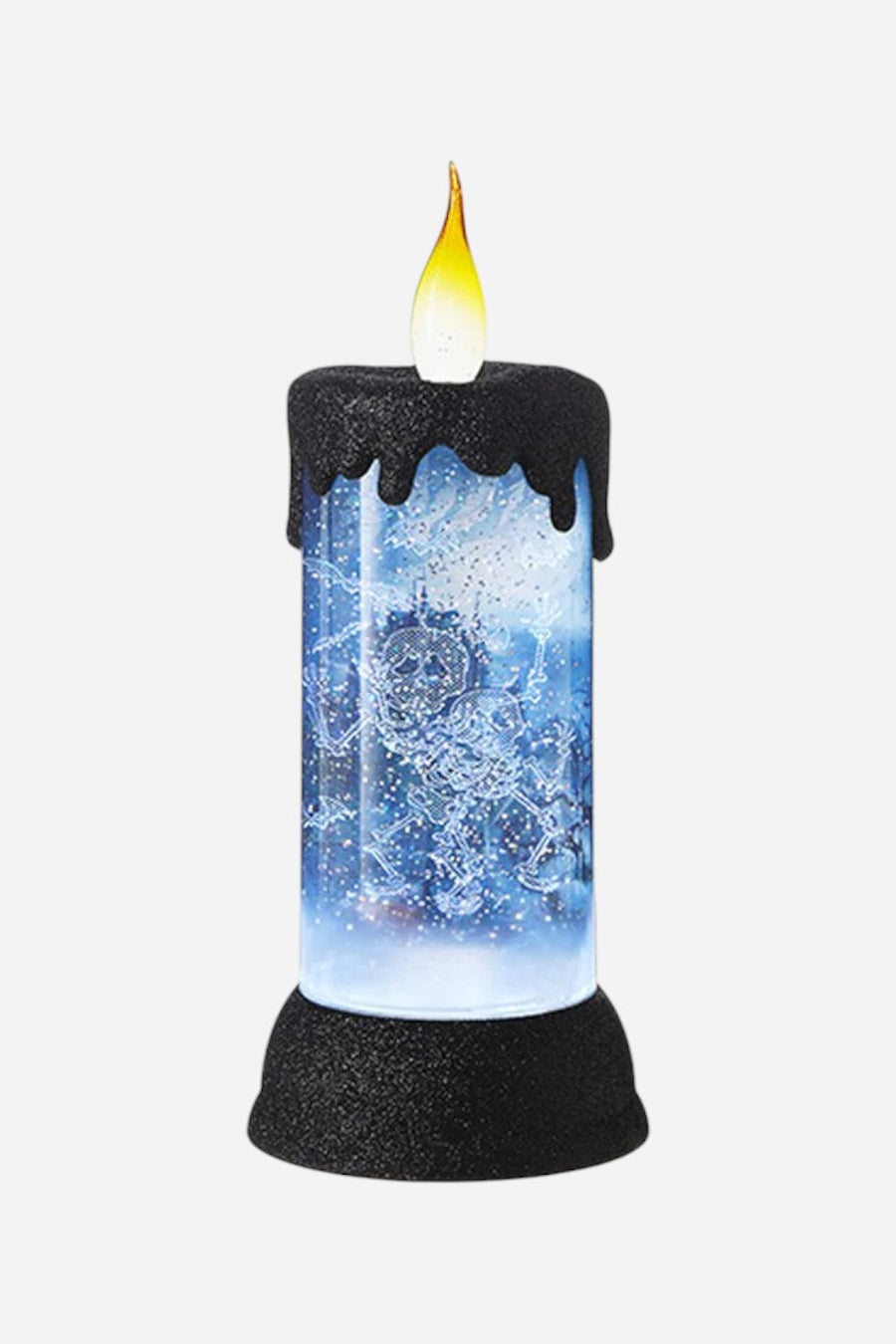 Skeleton Glitter Water Candle – front view