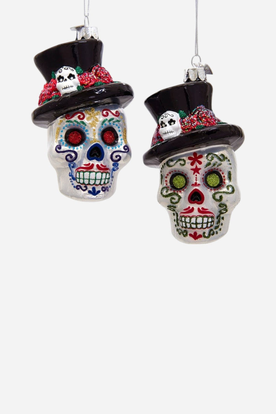 Skeleton Head Ornament in Blue – front view