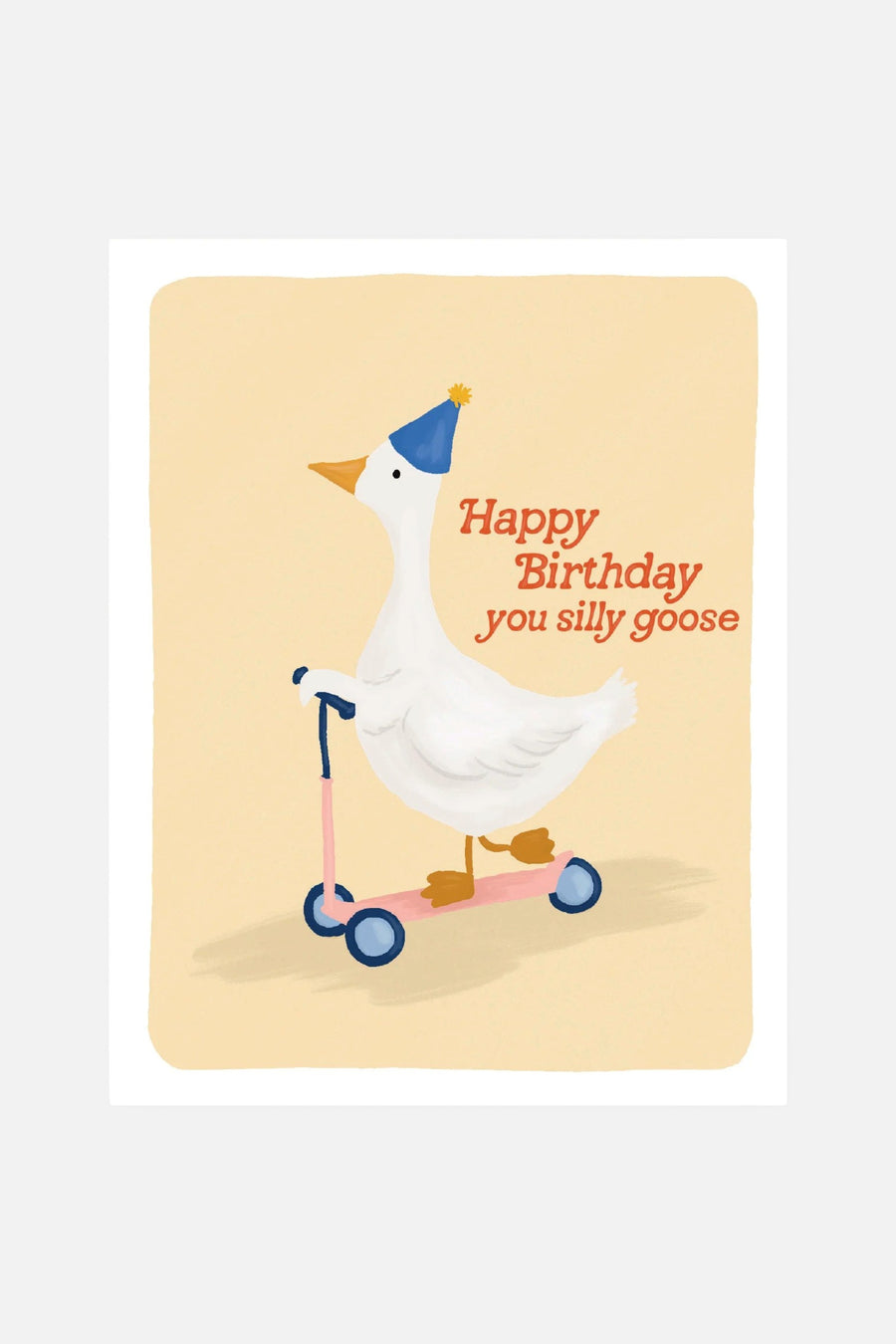 Slightly Stationary Silly Goose Birthday Card – front view
