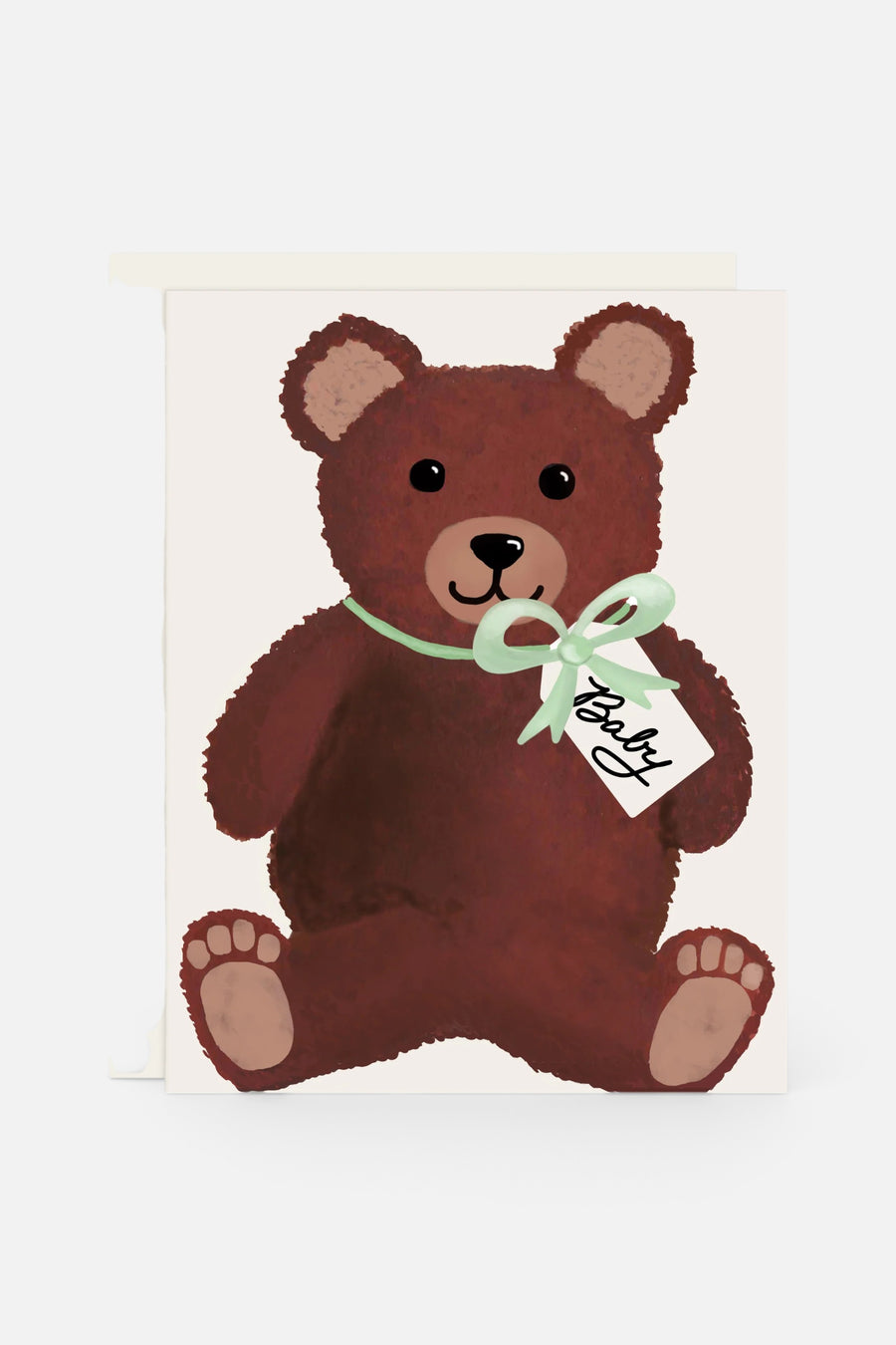 Slightly Stationary Teddy Bear Baby Card – front view