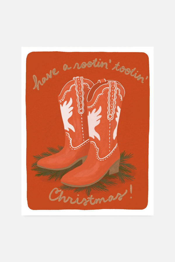 Slightly Stationery Western Boot Christmas Card