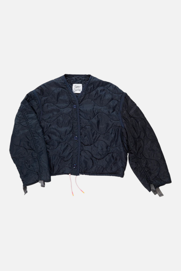 Sloppy Seconds Military Liner Drawstring Jacket in Navy