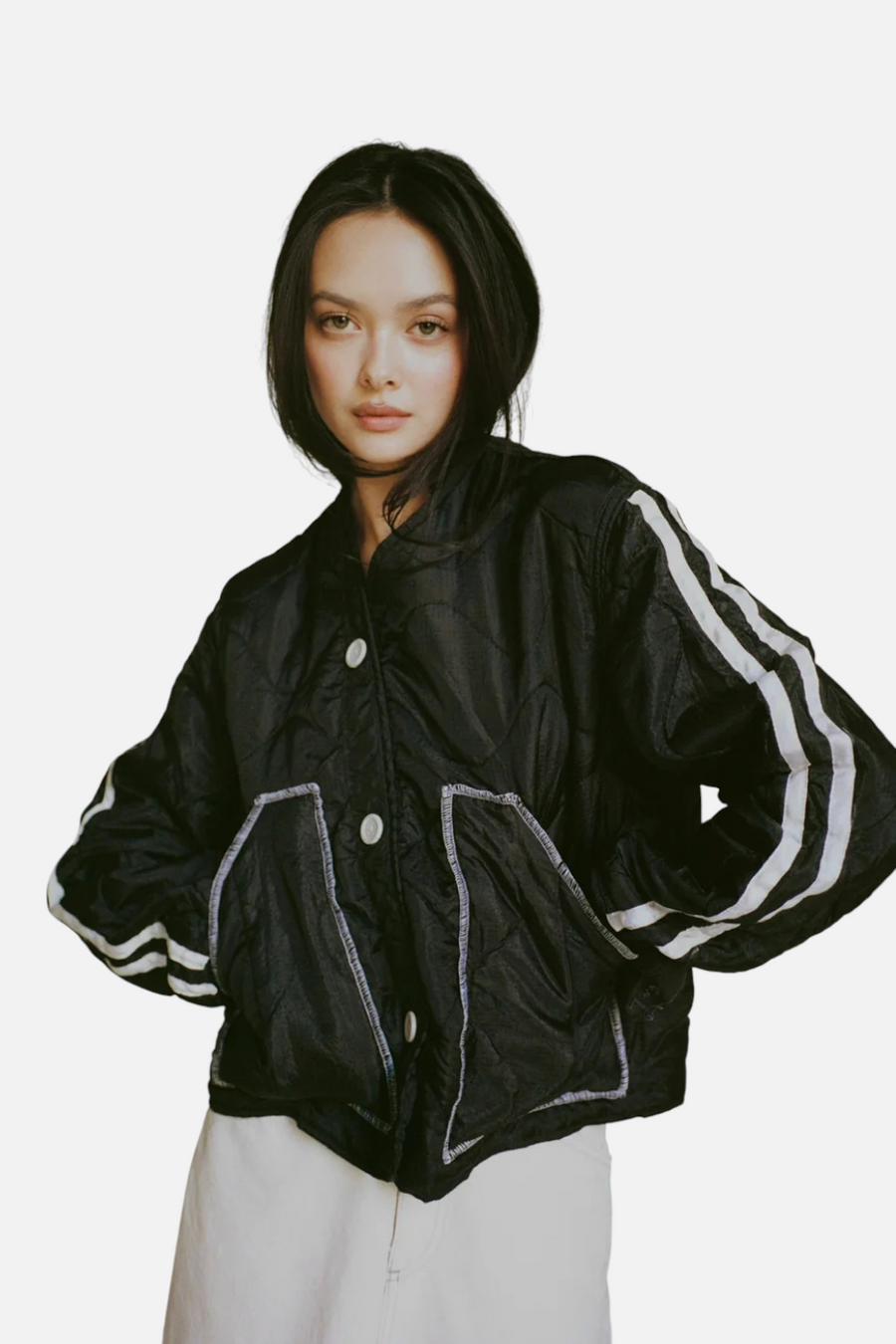 Sloppy Seconds Military Liner Track Jacket in Black – back view