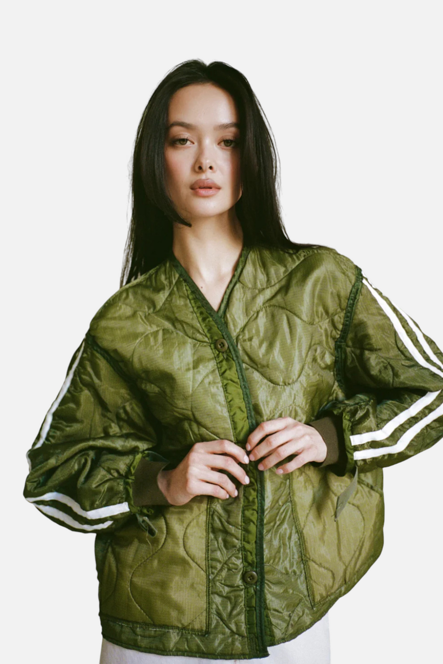 Sloppy Seconds Military Liner Track Jacket in Green – back view