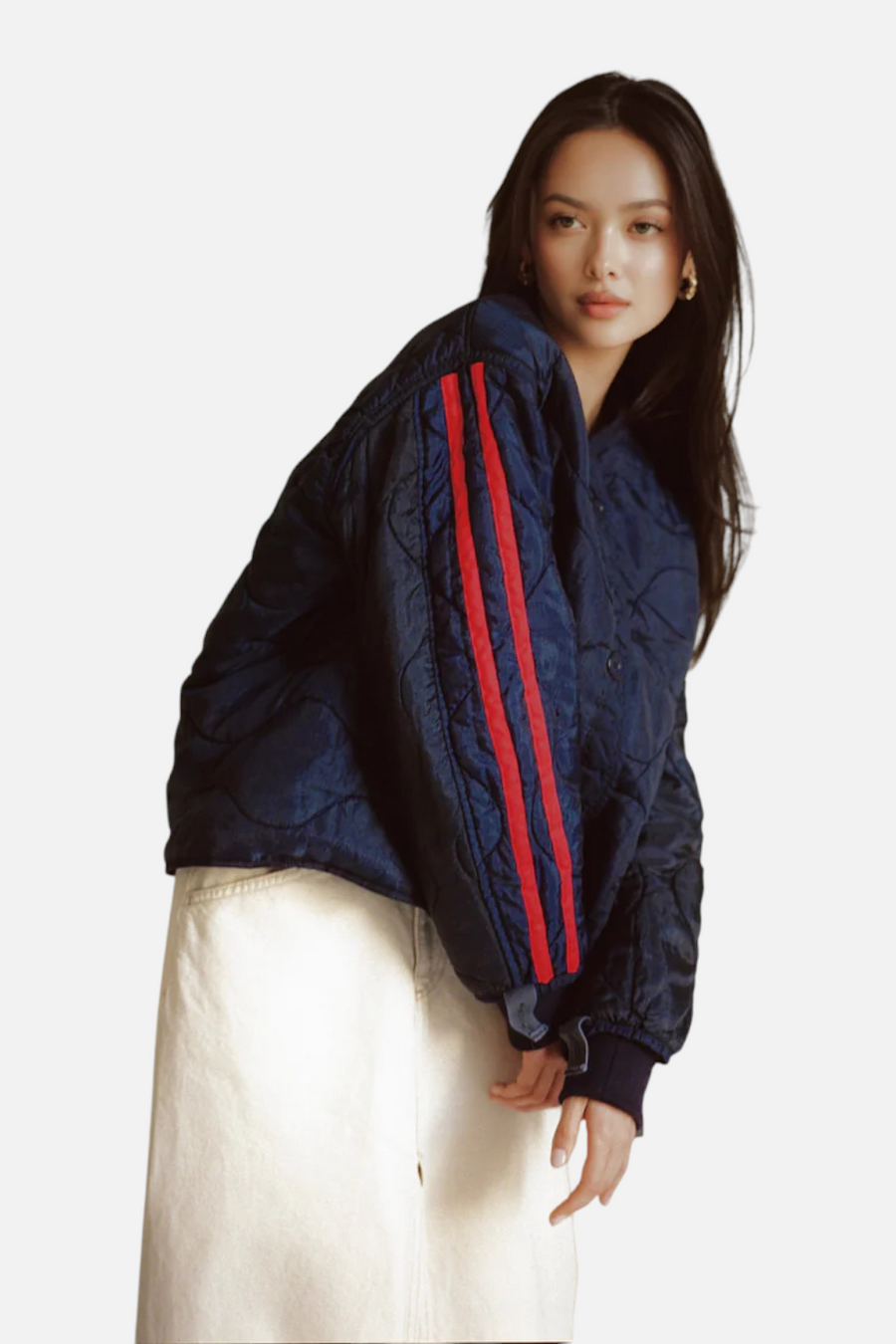 Sloppy Seconds Military Liner Track Jacket in Red & Navy – back view