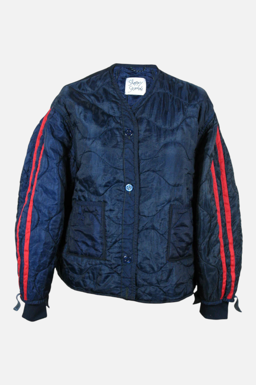 Sloppy Seconds Military Liner Track Jacket in Red & Navy – front view