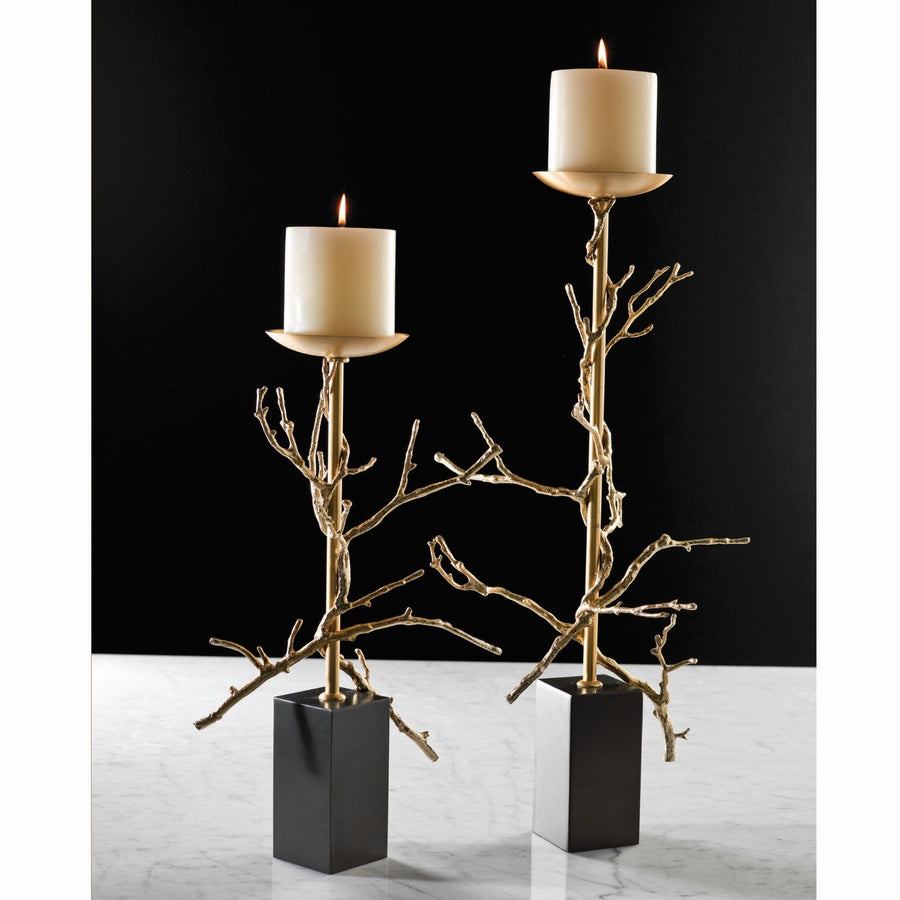 Small Brass Twig Candleholder – side view