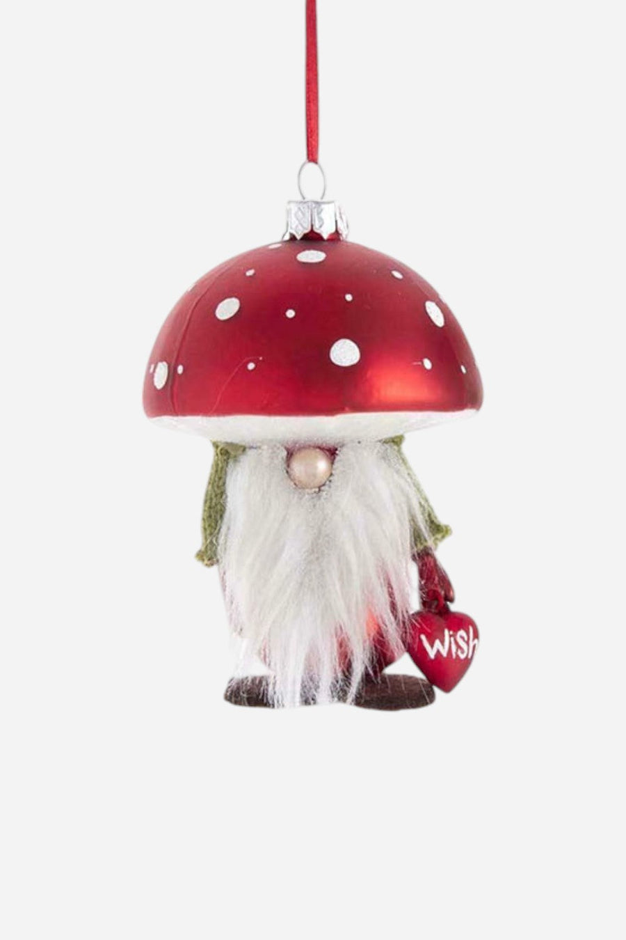 Small Mushroom Gnome Ornament – front view