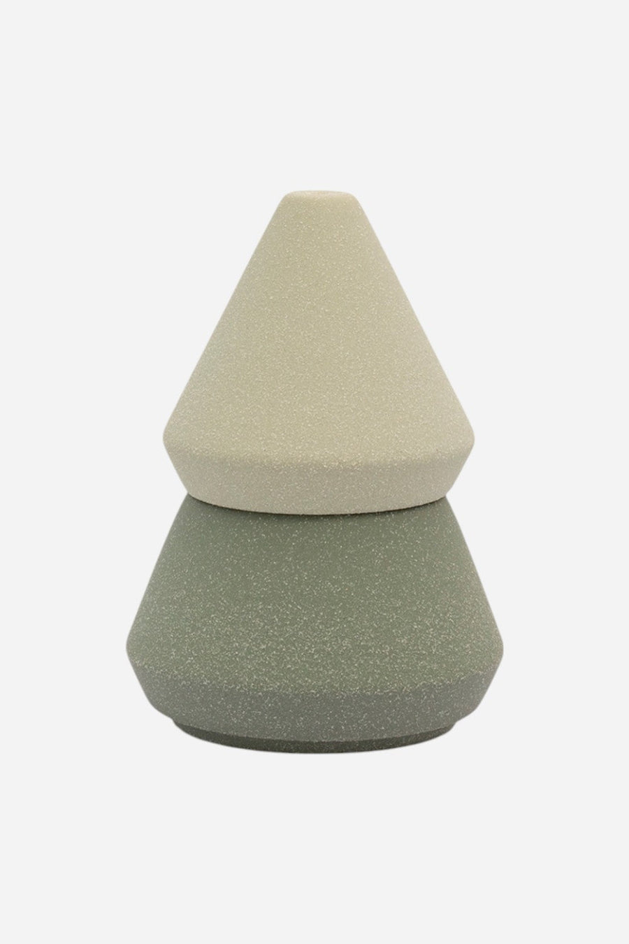 Small Tree Stack Candle in Green – front view