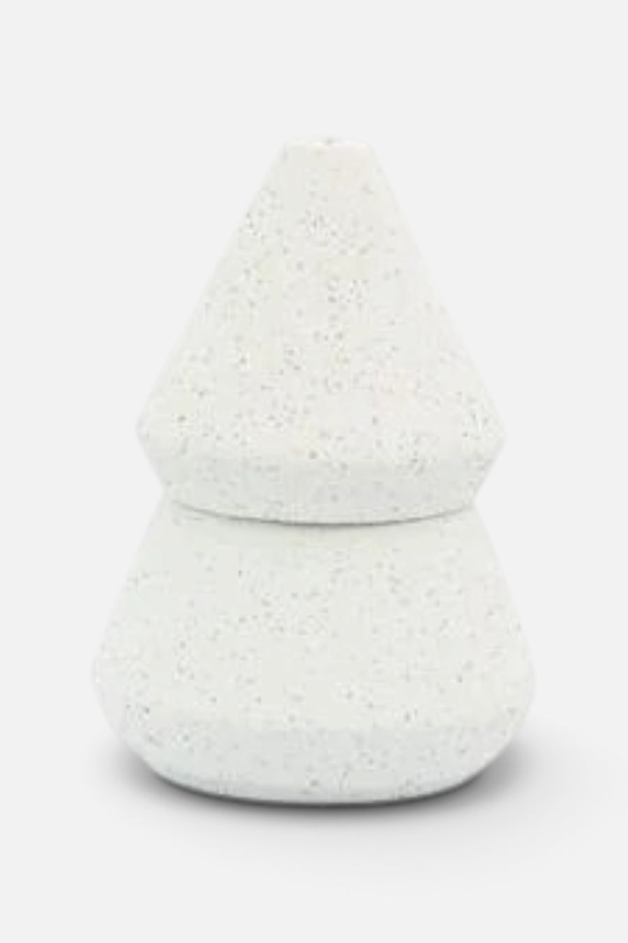 Small Tree Stack Candle in White – front view