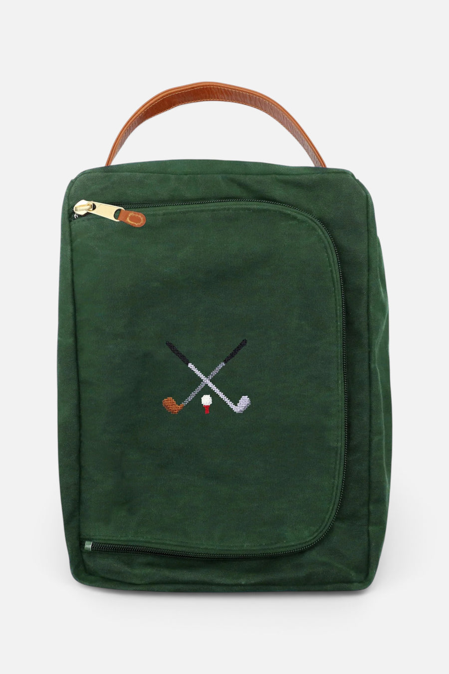 Smathers & Branson Crossed Clubs Shoe Bag in Hunter – front view