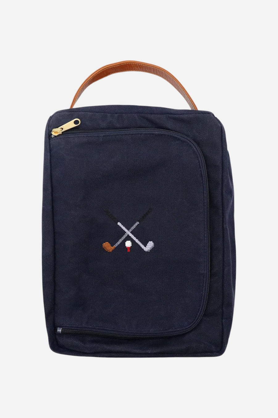 Smathers & Branson Crossed Clubs Shoe Bag in Navy – front view