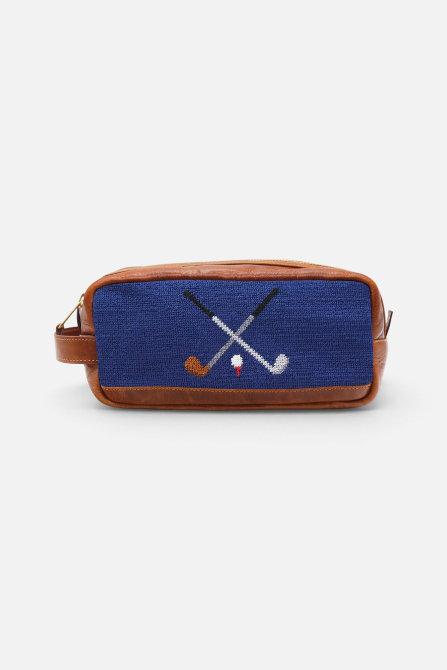 Smathers & Branson Crossed Clubs Toiletry Bag in Classic Navy – front view