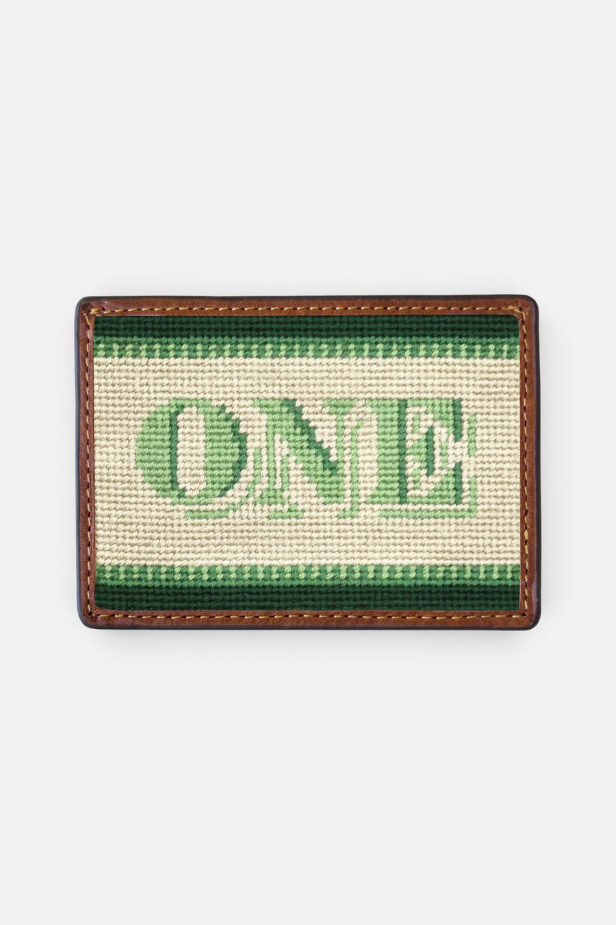 Smathers & Branson Dollar Bill Needlepoint Card Wallet – front view