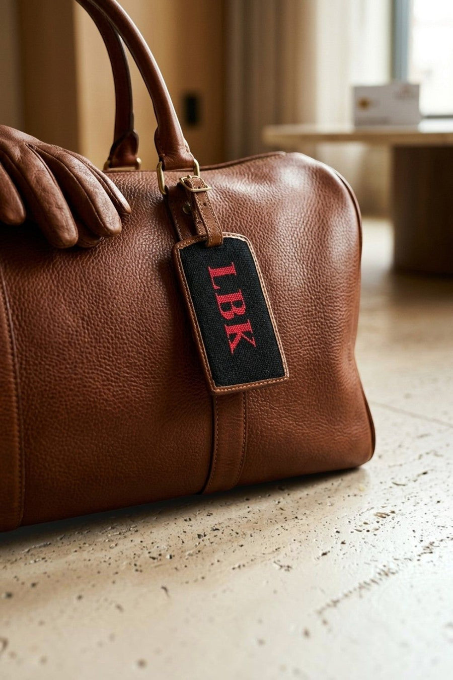 Smathers &  Branson LBK Red on Black Luggage Tag – back view