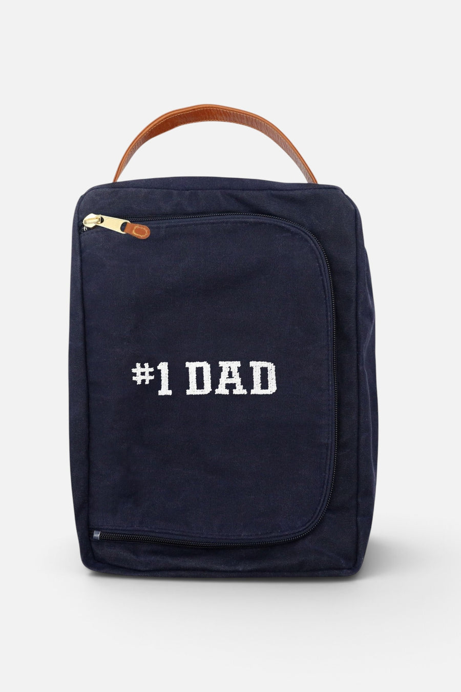 Smathers & Branson Number One Dad Needlepoint Shoe Bag in Navy – front view