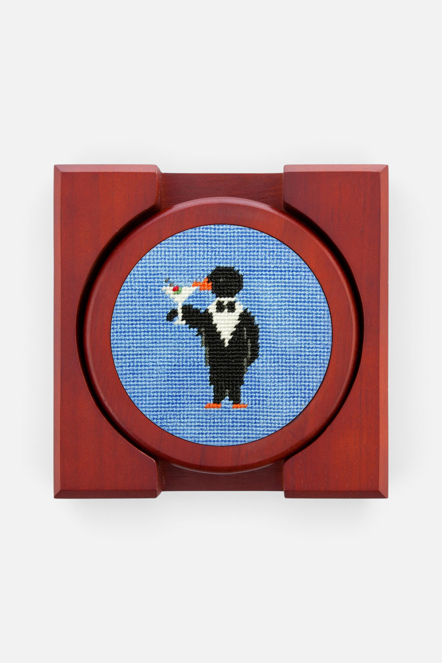 Smathers & Branson Party Animals Needlepoint Coasters in Light Blue – back view