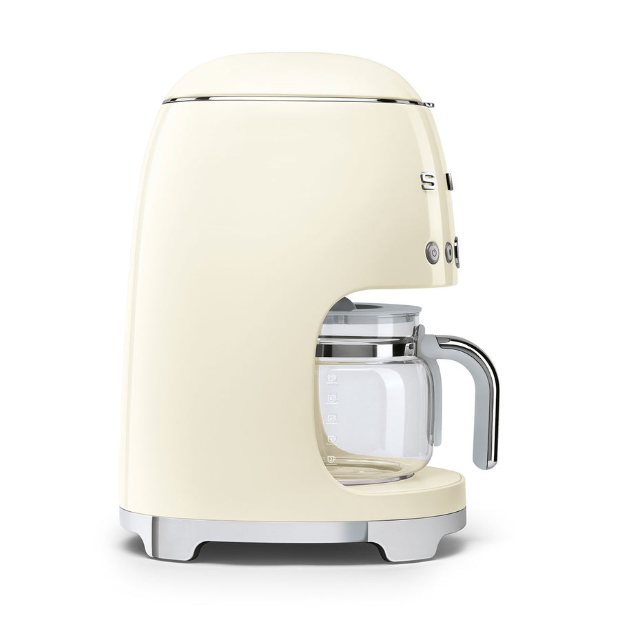 SMEG 50S Retro Drip Coffee Machine in Cream – side view