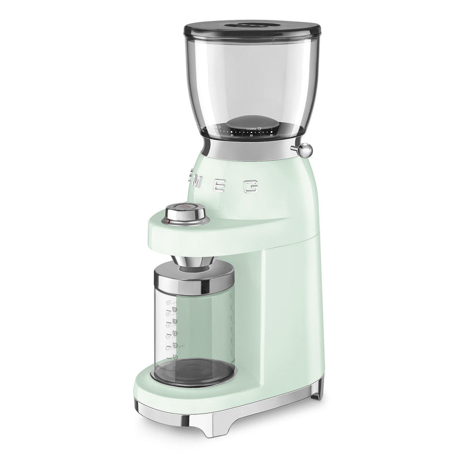 SMEG Coffee Grinder in Pastel Green – flat lay
