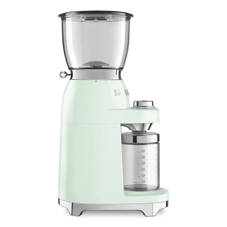 SMEG Coffee Grinder in Pastel Green – side view