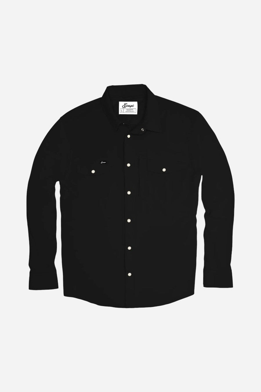 Snaps Clothing Inc. Traveler Long Sleeve in Black – flat lay
