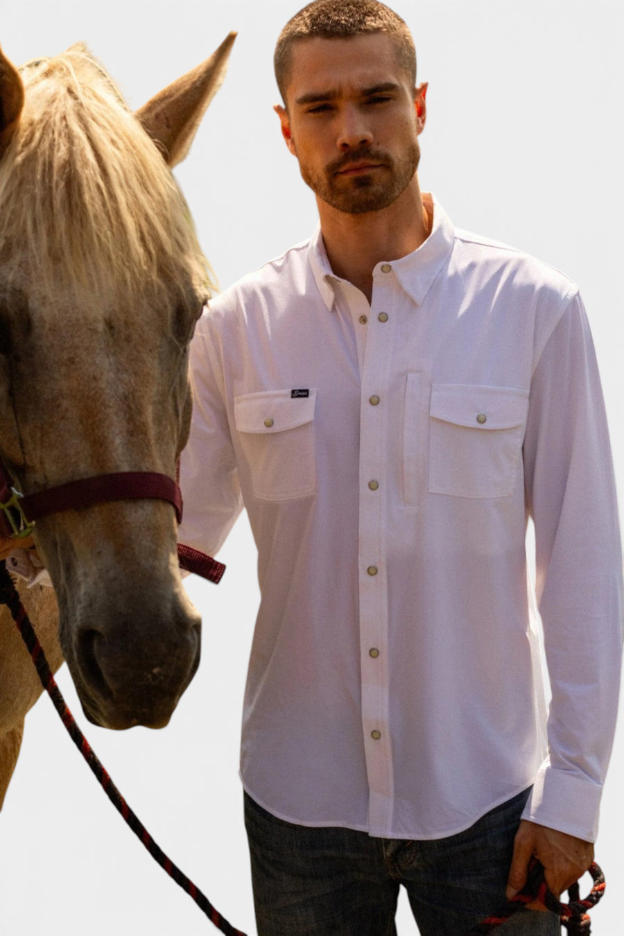 Snaps Clothing Inc. Traveler Long Sleeve in White – side view